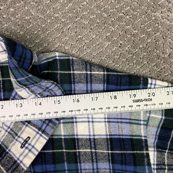 Vermont Flannel Co. Henley Shirt Men's Small Blue Green Plaid Check Pullover - Picture 11 of 13